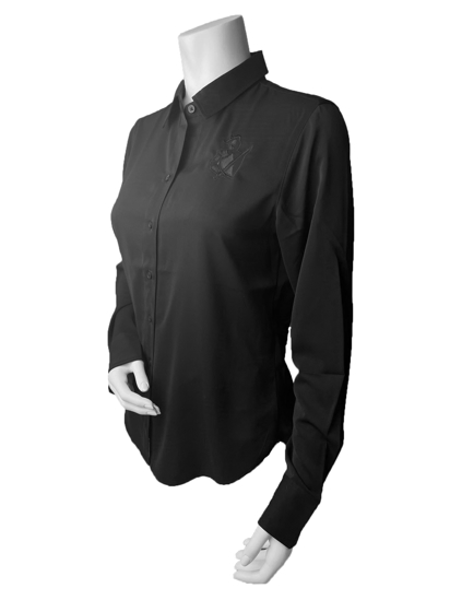 Picture of Brooks Brothers Women's Full Button Down Black Satin Blouse